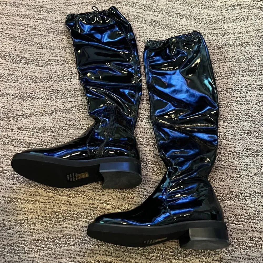 Free People Go Go Gloss Over-the-Knee Boots – Black Patent – Size 10 – NWB